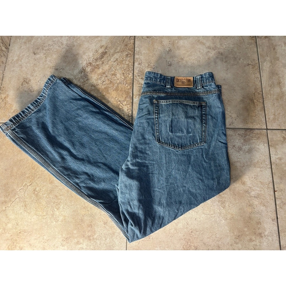 Duluth Trading Co Jeans Men 46x32 100% Cotton Blue Denim Workwear Relaxed